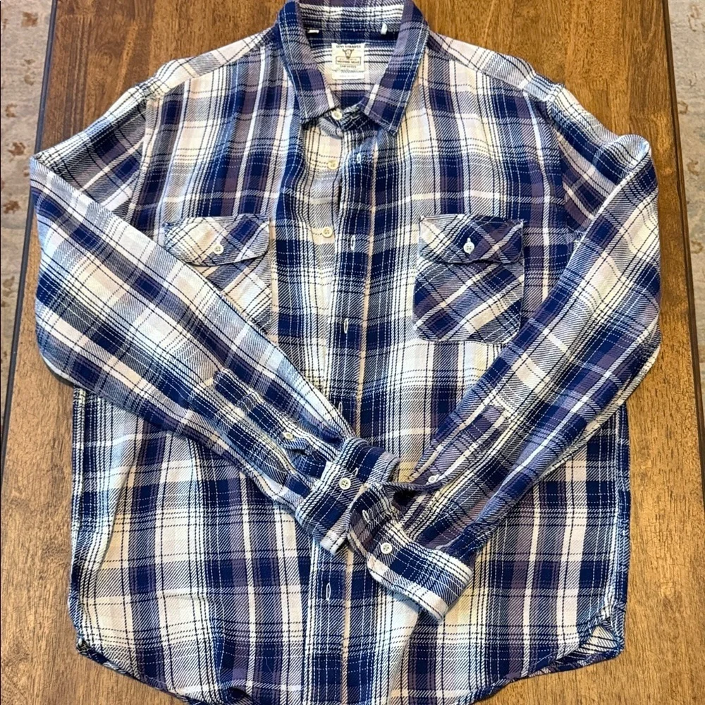 Levi's Blue and Purple Plaid Men's Shirt